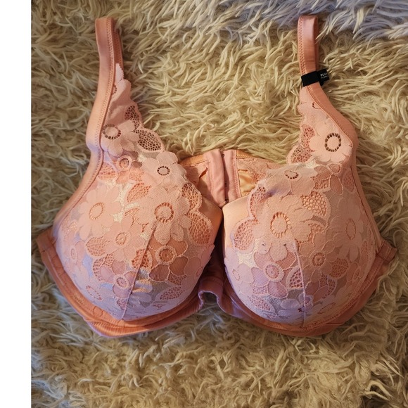 aerie Other - Aerie Real Good Plunge Bra 40D Peach Pink Floral Lace Underwire NWT
